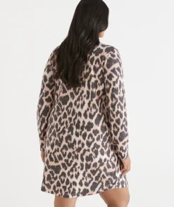 Brushed Animal Print Long Sleeve Nightie