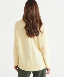 Brushed Curve Hem Crew Neck Jumper