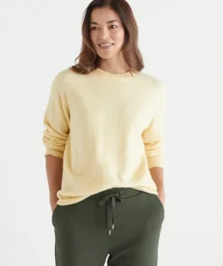 Brushed Curve Hem Crew Neck Jumper