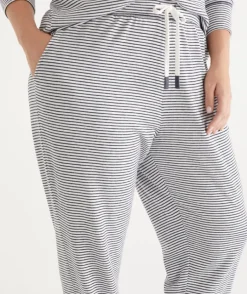Brushed Stripe Tapered Pyjama Pant - Navy