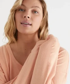 Brushed V Neck Long Sleeve Pyjama Top