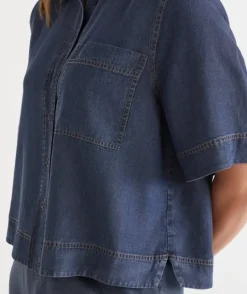 Chambray Boxy Short Sleeve Shirt