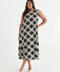 Check Print Column Dress
