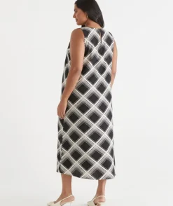 Check Print Column Dress