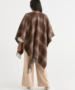 Check Print Tassel Cape