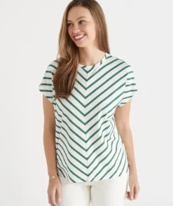 Chevron Stripe Tee - Green