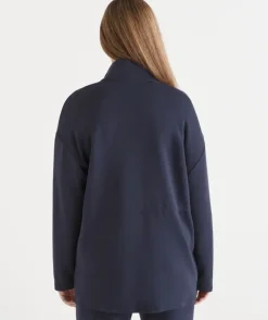 Cinch Waist Jersey Jacket - Midnight