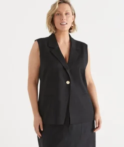 Collared Longline Vest - Black