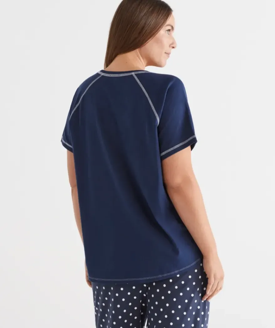 Contrast Short Sleeve Pyjama Top