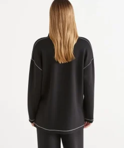Contrast Stitch Quarter-Zip Jumper