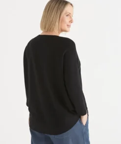 Curved Hem Crew Neck Jumper