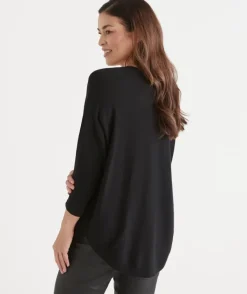 Curved Hem Crew Neck Jumper