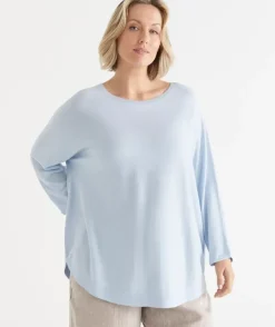 Curved Hem Crew Neck Jumper