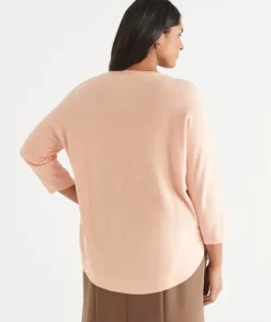 Curved Hem V Neck Jumper