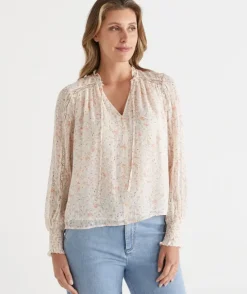 Ditsy Floral Lace Detail Blouse
