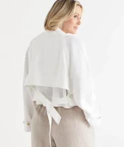 Draped Cropped Trench Jacket