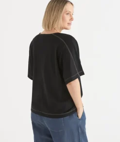 Extended Shoulder Contrast Stitch Top
