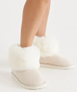 Faux Fur Trim Slipper Boots