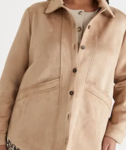 Faux Suede Longline Jacket