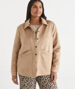 Faux Suede Longline Jacket