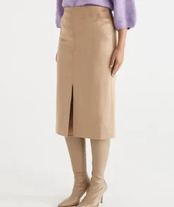 Faux Suede Midi Skirt