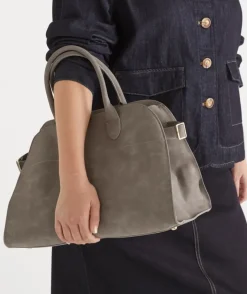 Faux Suede Tote Bag - Grey