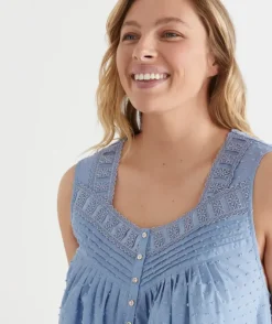 Flock Spot Sleeveless Nightie