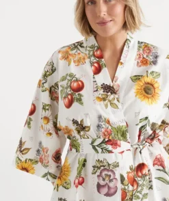 Floral Garden Stamp Print Robe