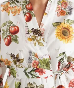 Floral Garden Stamp Print Robe