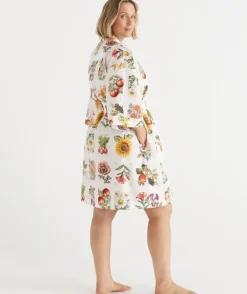 Floral Garden Stamp Print Robe