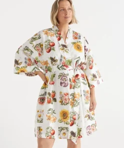 Floral Garden Stamp Print Robe