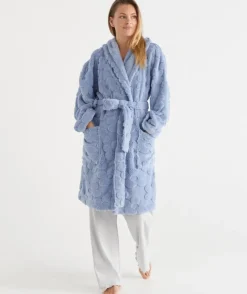 Floral Hooded Robe - Blue