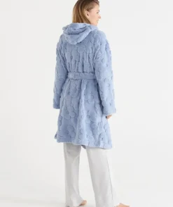 Floral Hooded Robe - Blue