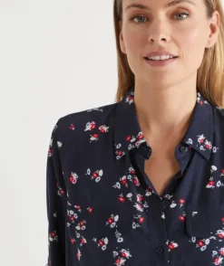 Floral Print Long Sleeve Shirt - Midnight