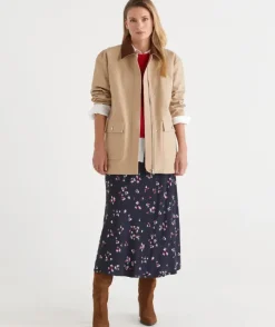 Floral Print Slip Midi Skirt - Midnight