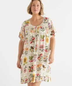 Garden Stamp Print Short Sleeve Nightie