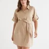Gold Button Shirt Dress
