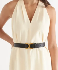 Gold Detail Buckle Leather Belt