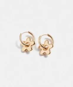 Gold Plated Flower Huggie Earring