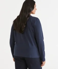 Hardware Detail Long Sleeve Top - Navy