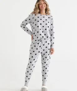 Heart Print Long Sleeve Pyjama Set