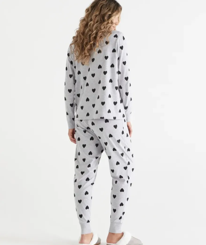 Heart Print Long Sleeve Pyjama Set