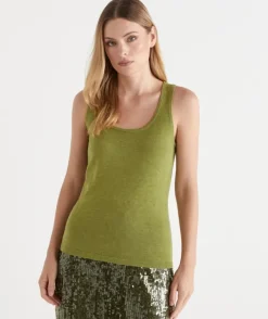 Knit Scoop Tank - Moss Leaf