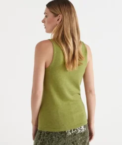 Knit Scoop Tank - Moss Leaf