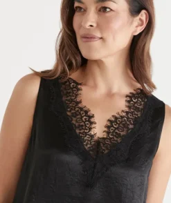 Lace Trim Satin Cami
