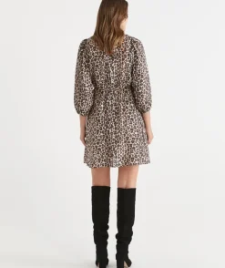 Leopard Print Belted Midi Shirt Dress