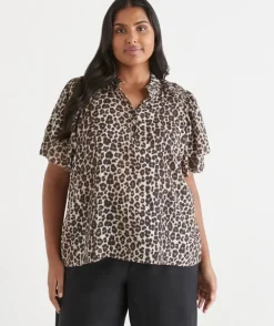 Leopard Print Flutter Sleeve Top