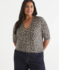 Leopard Print Short Sleeve Cardigan