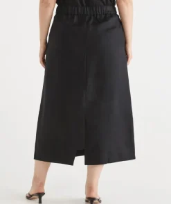 Linen Column Midi Skirt