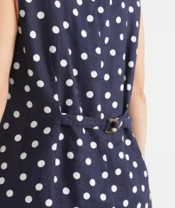 Linen Polka Dot Sleeveless Dress